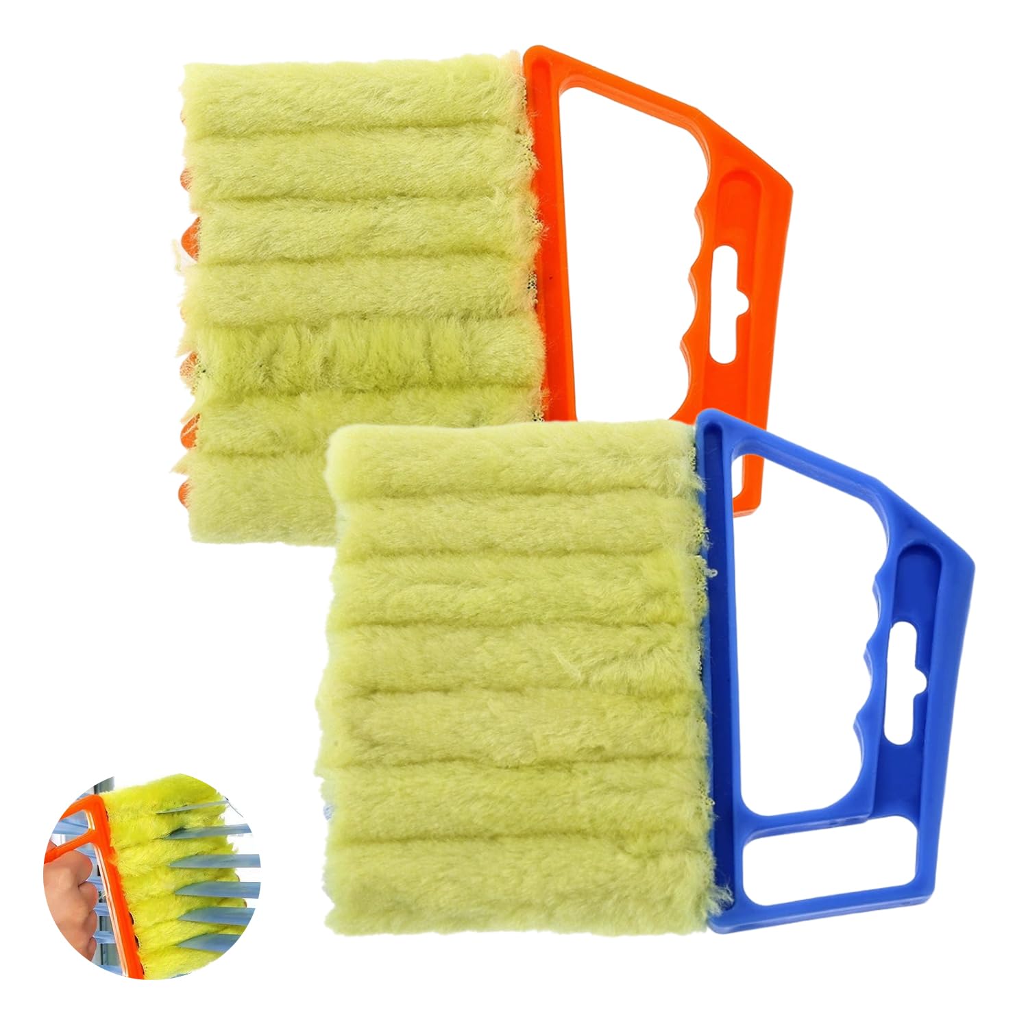 2 Pcs Venetian Blind Cleaner Tool, Washable Microfiber 7-Finger Duster, Efficient Easy Damp Dust Cleaning Brush for Window Blinds, Air Conditioner Vents, Shutters and Household Surfaces Removal Dust