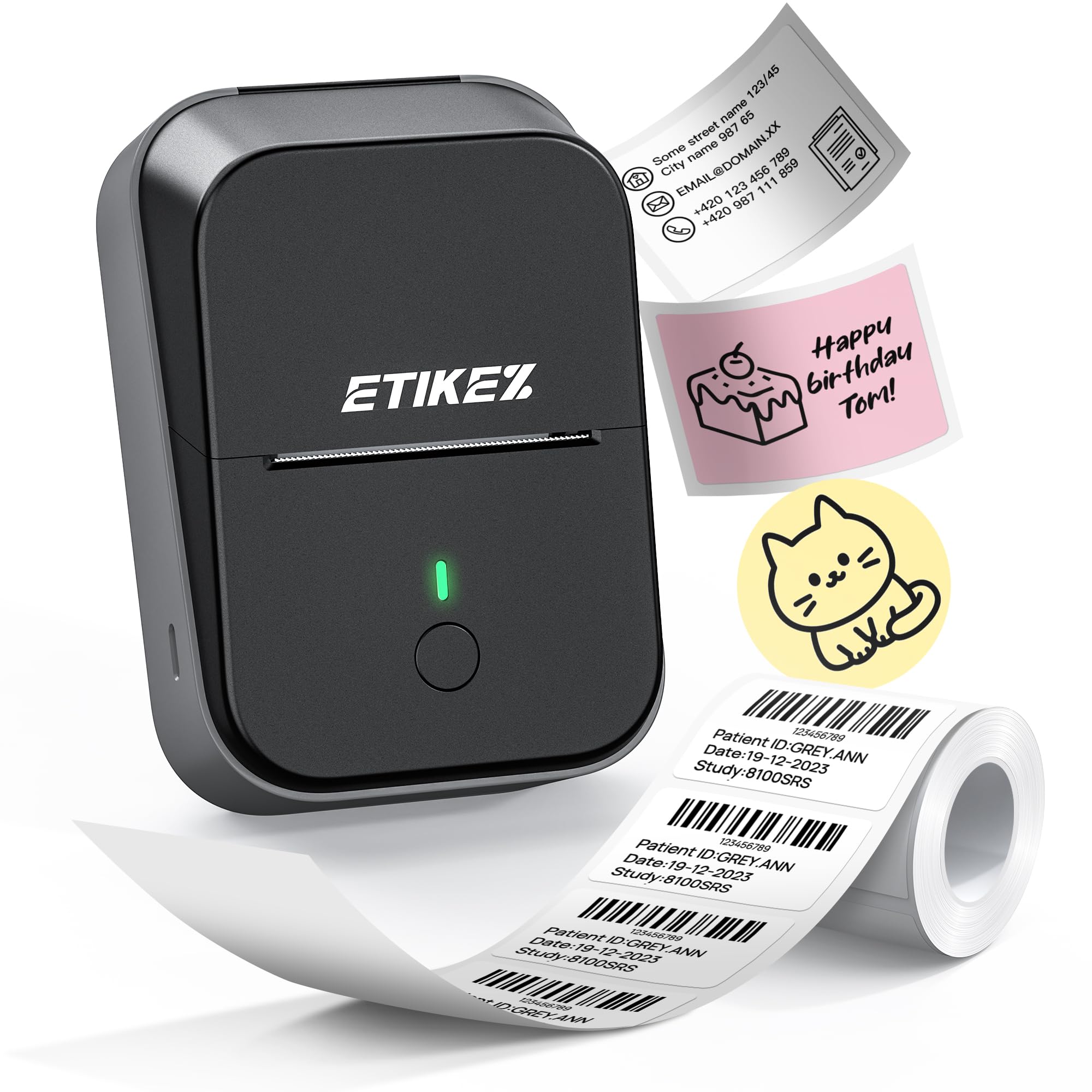 PM260 Label Maker Machine, 2 Inch Label Maker Bluetooth Label Printer, Inkless Portable Labeler for Home, Kitchen, School, Office Organization, Black