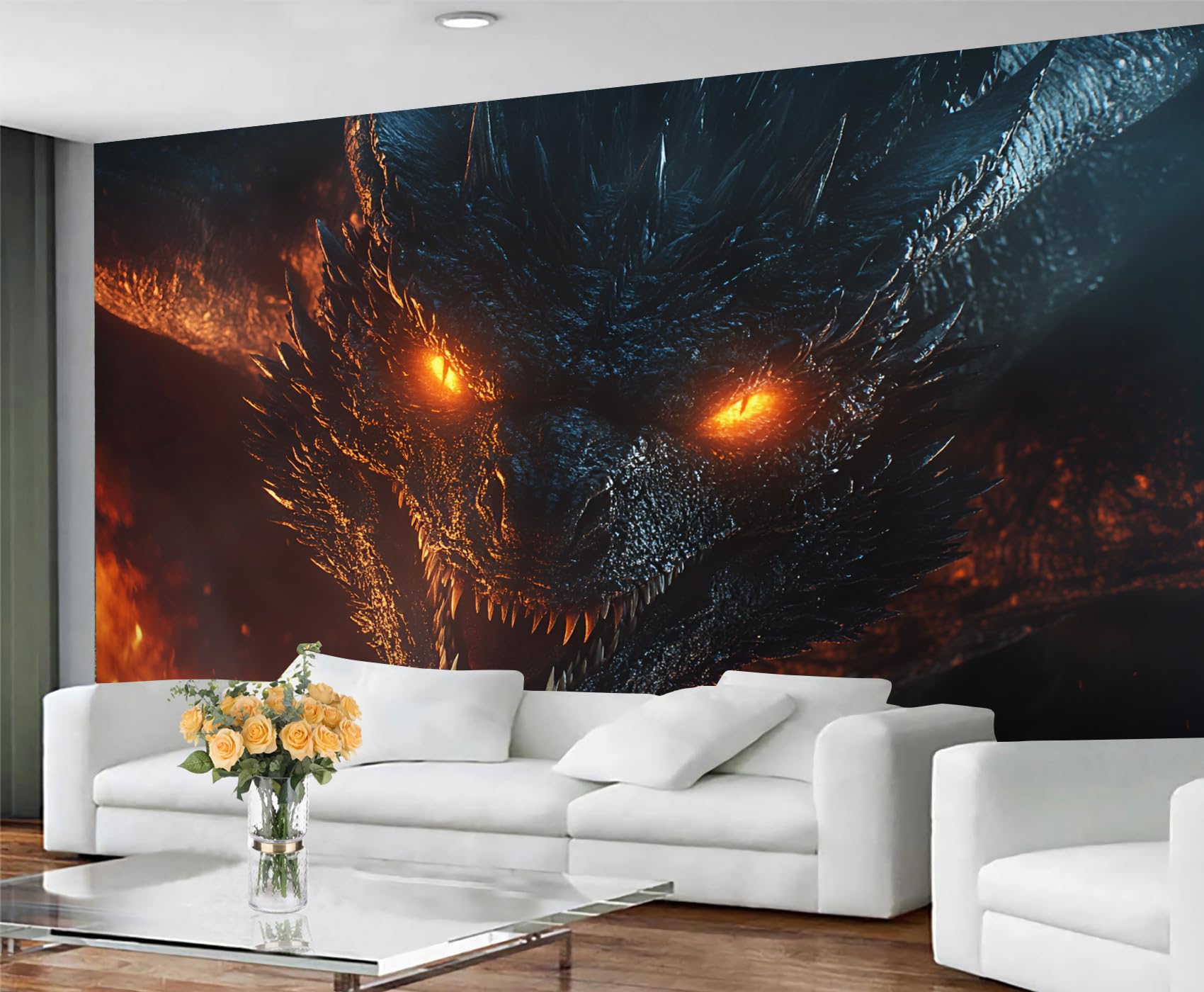 GIVLWF Dragon Wallpaper, Fantasy Dragon Self Adhesive Wallpaper for Living Room, Magic Animal Wall Paper for Bedroom, Medieval Wall Mural, Western Animal Large Mural & Room Decor โ image 1