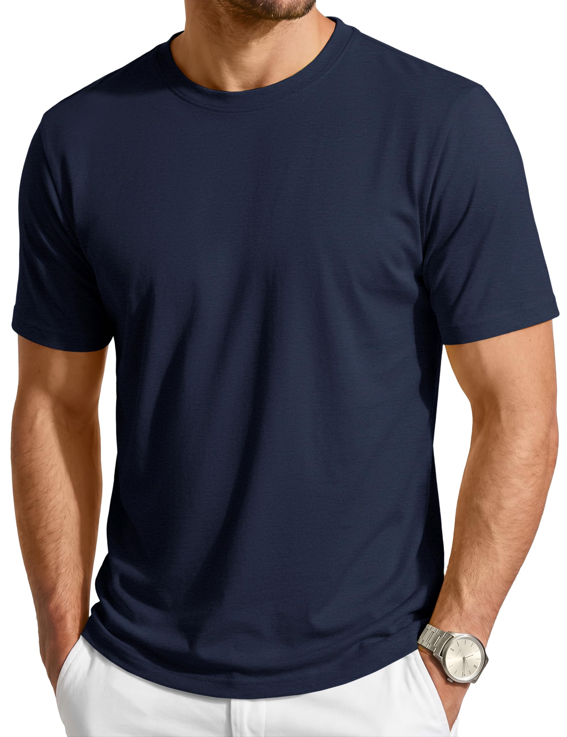 Cavva T Shirt Herren Kurzarm Basic Tshirt UV Schutz UPF80+ Funktionsshirt Rundhals Sommer Tops für Männer
