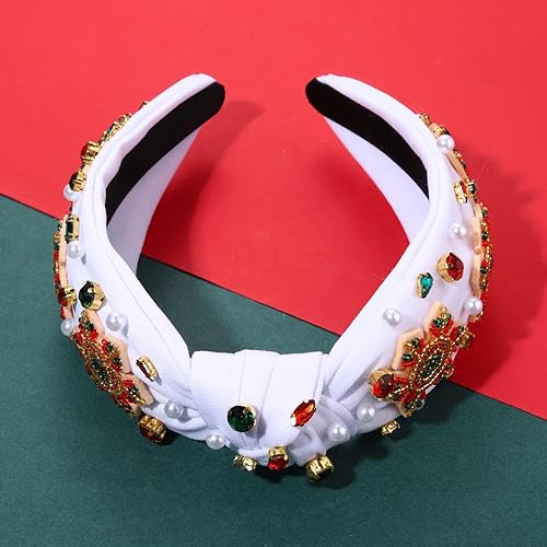 Vista 197 de Diadema de Navidad para mujer, accesorios de Navidad con cuentas, arco de Navidad, copo de nieve, diadema anudada HOHOHO, rojo y verde, perla