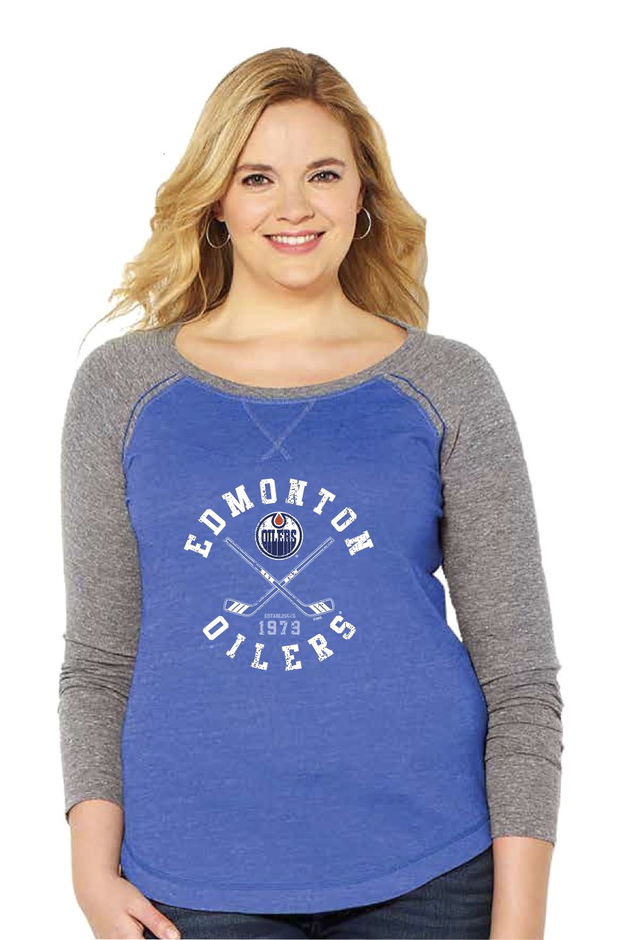 Soft As A Grape NHL Women's Curvy Long Sleeve Triblend Raglan