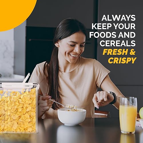 Miniatura 5 de Generic UHS - Contenedores de cereales de almacenamiento Juego de recipientes herméticos de 4 piezas, organizadores de alimentos transparentes con