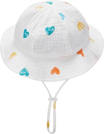 Baby Sun Hat Toddler Infant Cotton Bonnet Soft Adjustable Sun Protection Floral Bucket Hat for Boys Girls