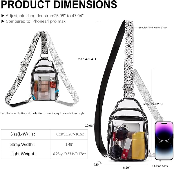 CLUCI Clear Bag for Stadium Events, Clear Crossbody Bag, Transparent Purses - 5