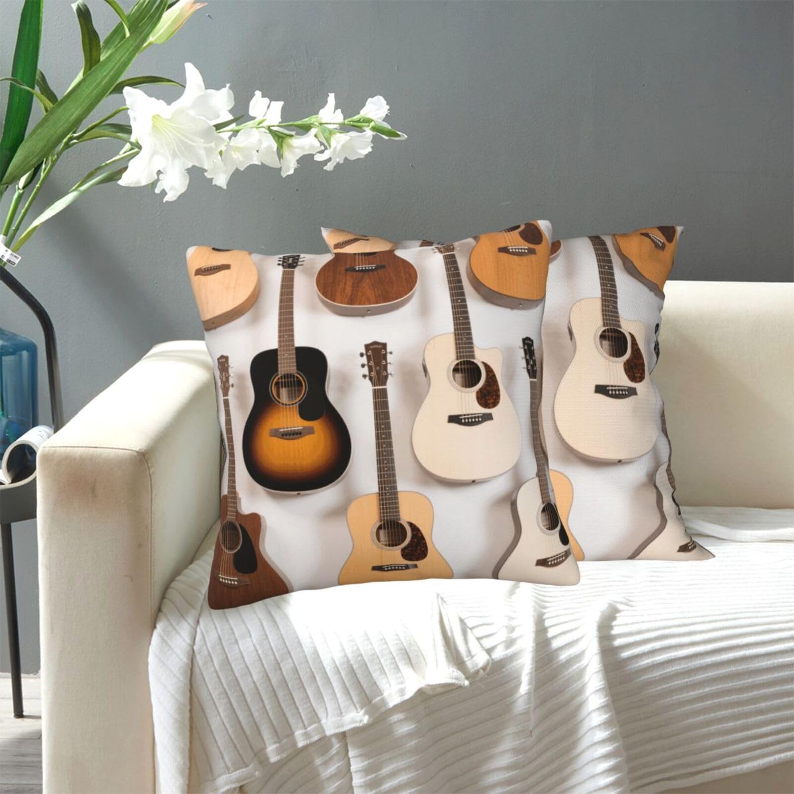 FekiLoot Decorative Throw Pillow Covers Modern Farmhouse Pillowcase Double Sided Cozy Cushion Cover for Sofa Couch Bed 20"X20" Guitars