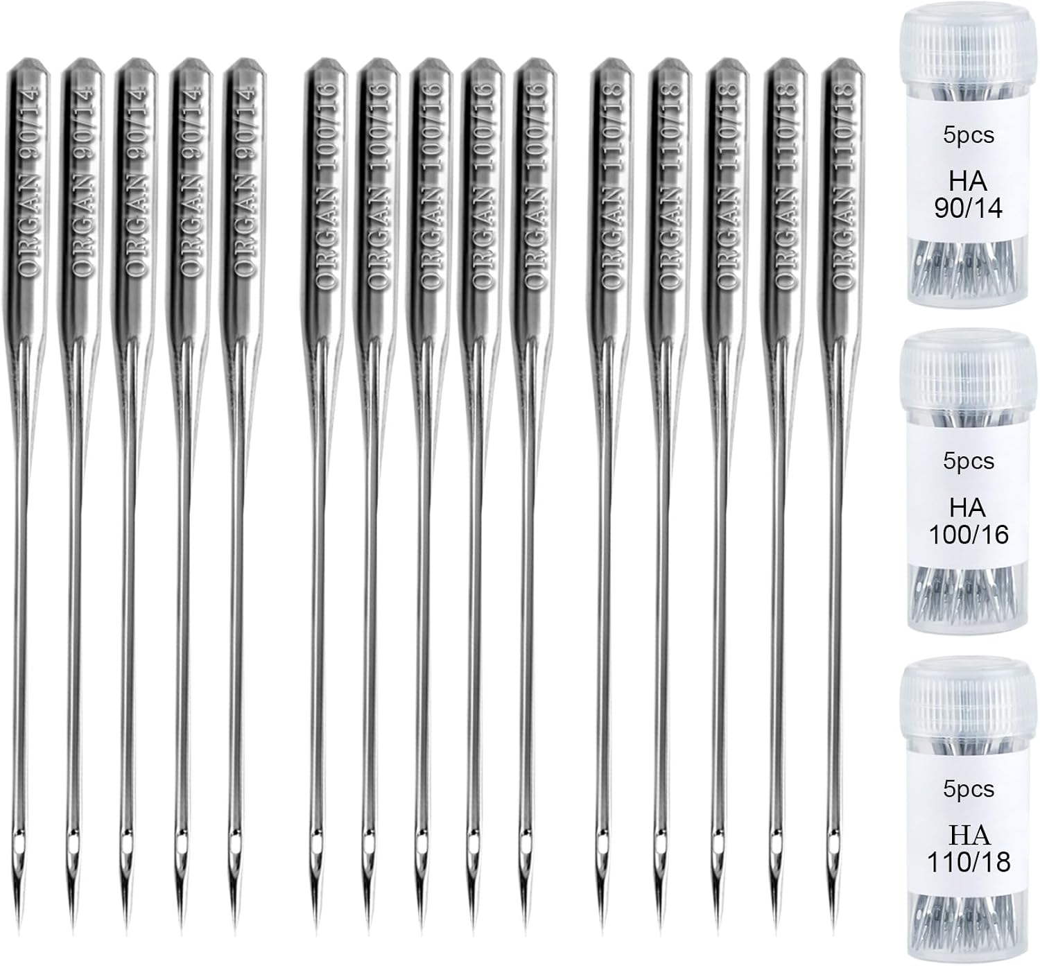 StiVerse 15PCS Sewing Machine Needles HAX1, Universal Sizes 90/14 100/16 110/18 Heavy Duty for Embroidery, Jeans, Thick Fabric, Leather