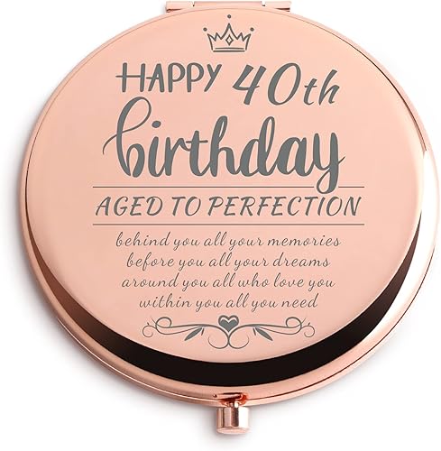 40th Birthday Gifts Women Rose Gold Compact Mirror Gifts for Women Birthday Unique 40th Birthday Gift Ideas for Wife Sister Daughter Friend Niece