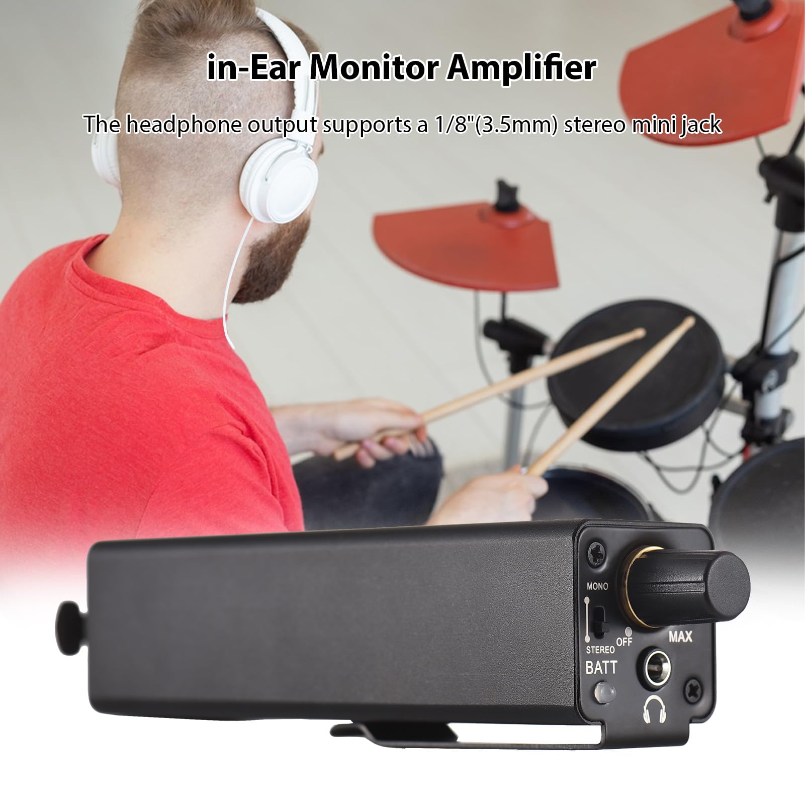 Btuty Amplificatore Per Monitor In-Ear Amplificatore Per Cuffie Stereo Portatile Con Ingresso Xlr/6,35 Mm Jack Di Uscita Da 3,5 Mm Interruttore Mono/Stereo Regolazione Del Volume Per Musicisti