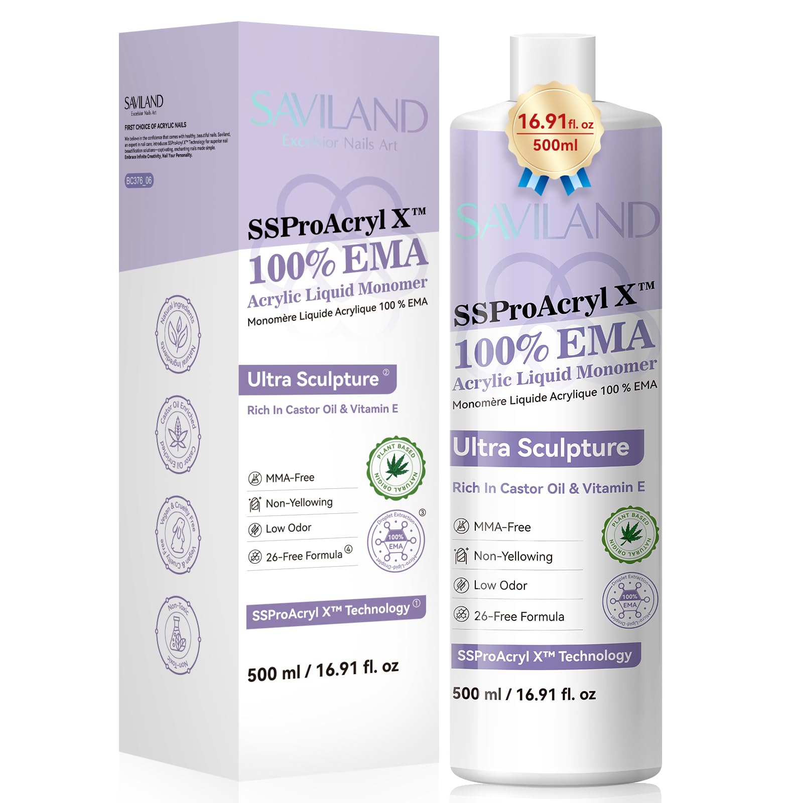 Amazon.com: SAVILAND SSPro X Pure EMA Monomer Acrylic Nail Liquid