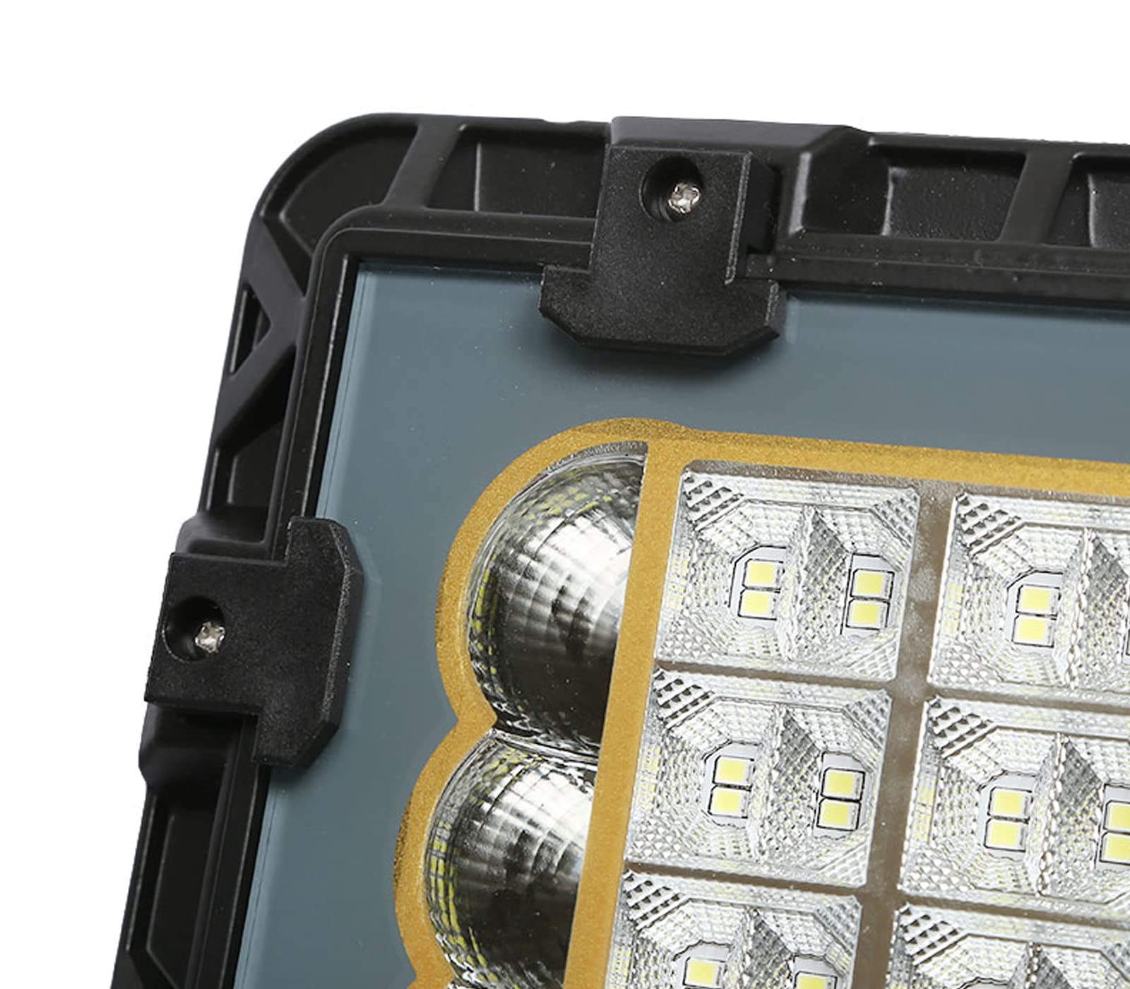 CLICLED Faro Led Da Esterno Solare 150W Luce Fredda Faretto Led Da Giardino Con Luce Rossa e Blu Di Emergenza e Indicatore di Ricarica Pannello Solare Sensore Crepuscolare E Telecomando