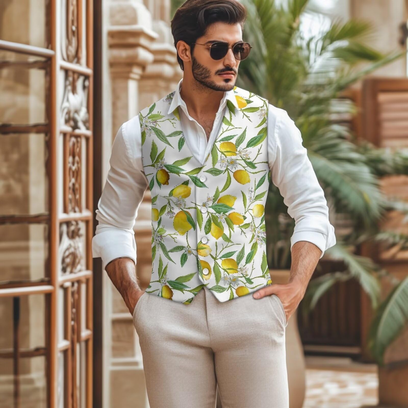 Gilet de costume décontracté léger pour homme - Col en V - Pour fête, mariage