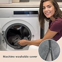 Vista 8 de ENITYA Almohada de apoyo de espalda de 19 pulgadas, almohada de lectura con brazos y bolsillos grandes integrados, funda extraíble lavable, cuña Gris