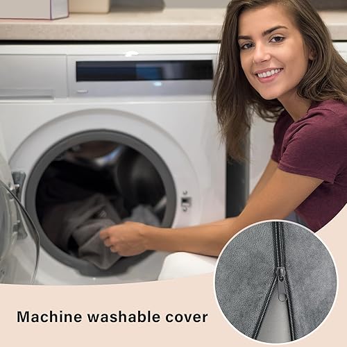 Miniatura 8 de ENITYA Almohada de apoyo de espalda de 19 pulgadas, almohada de lectura con brazos y bolsillos grandes integrados, funda extraíble lavable, cuña