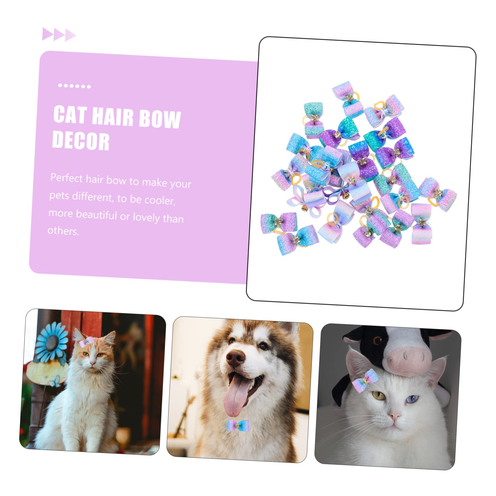 BESPORTBLE 100 Piezas Flor de Cabeza de Mascota Perros Accesorios decoración para Mascotas Arcos de Cabeza de Accesorios para el Pelo de Mascotas Lazo de Goma para Arcos de