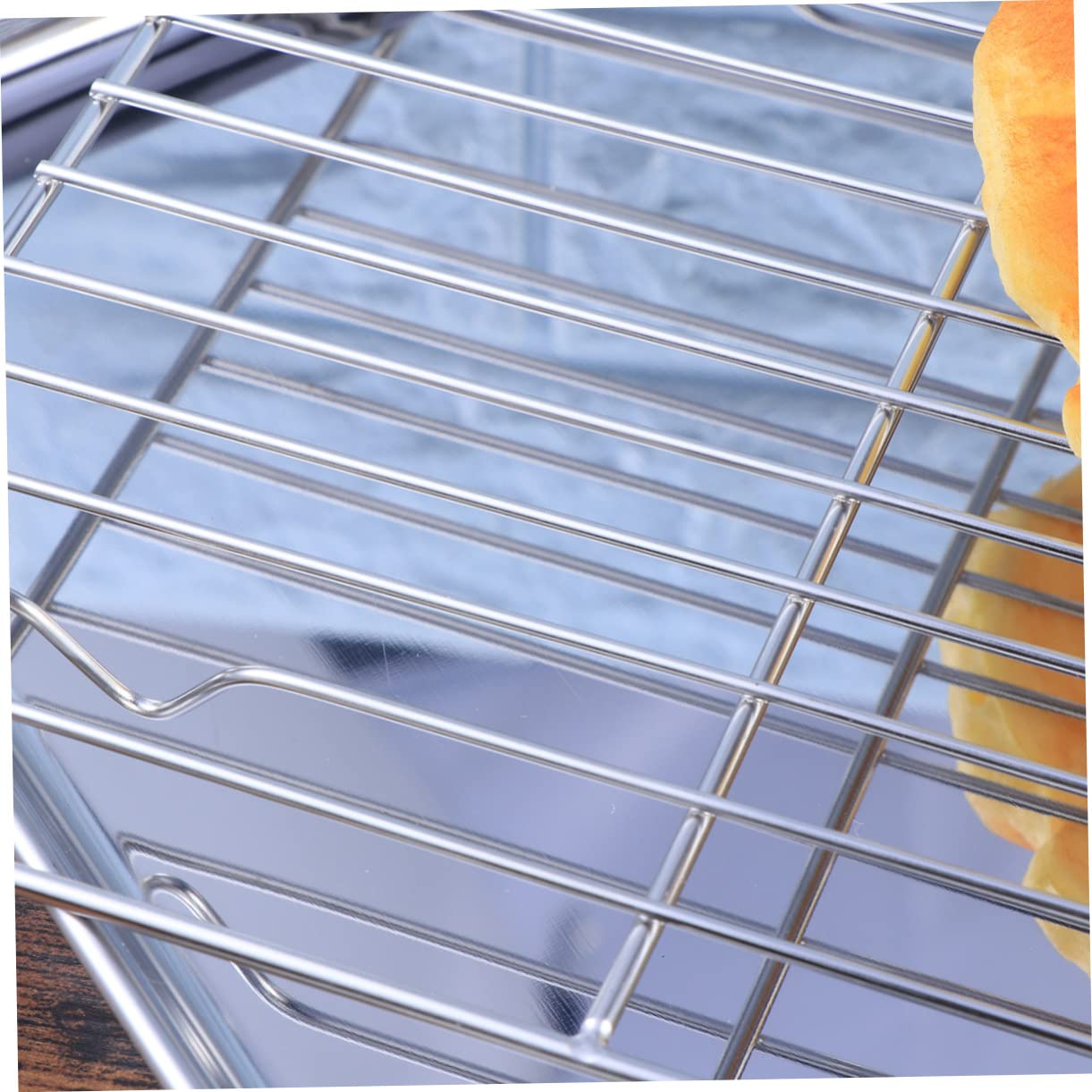 STOBAZA Ensemble Accessoire Pâtisserie Professionnel 2 Pièces Plaque de Cuisson et Grille de Refroidissement en Acier Inoxydable Argenté Ustensiles Sûrs pour Gâteaux et Cornbread