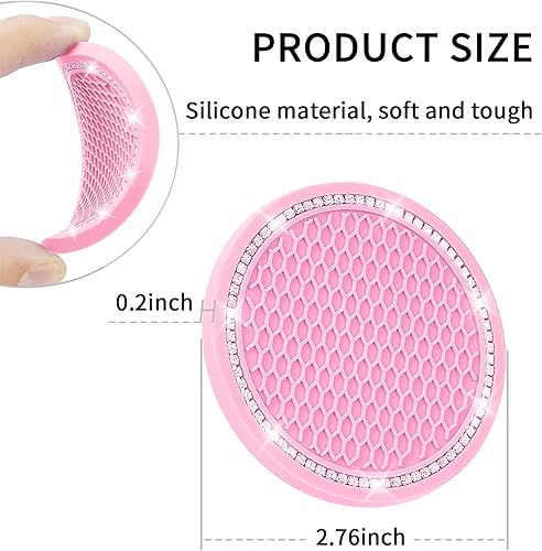 Miniatura 5 de COCASES Posavasos para automóvil, paquete de 4 posavasos universales para automóvil, posavasos con diamantes de imitación para portavasos,