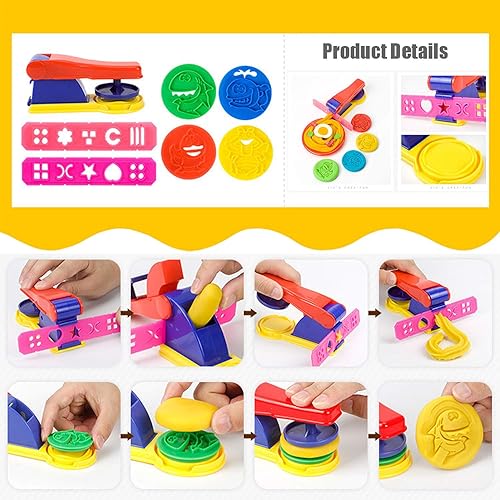 Miniatura 2 de Playdough - Juego de herramientas para niños, 32 piezas, juego de herramientas de masa de juego con moldes, rodillos, extrusora, cortador, tijera,