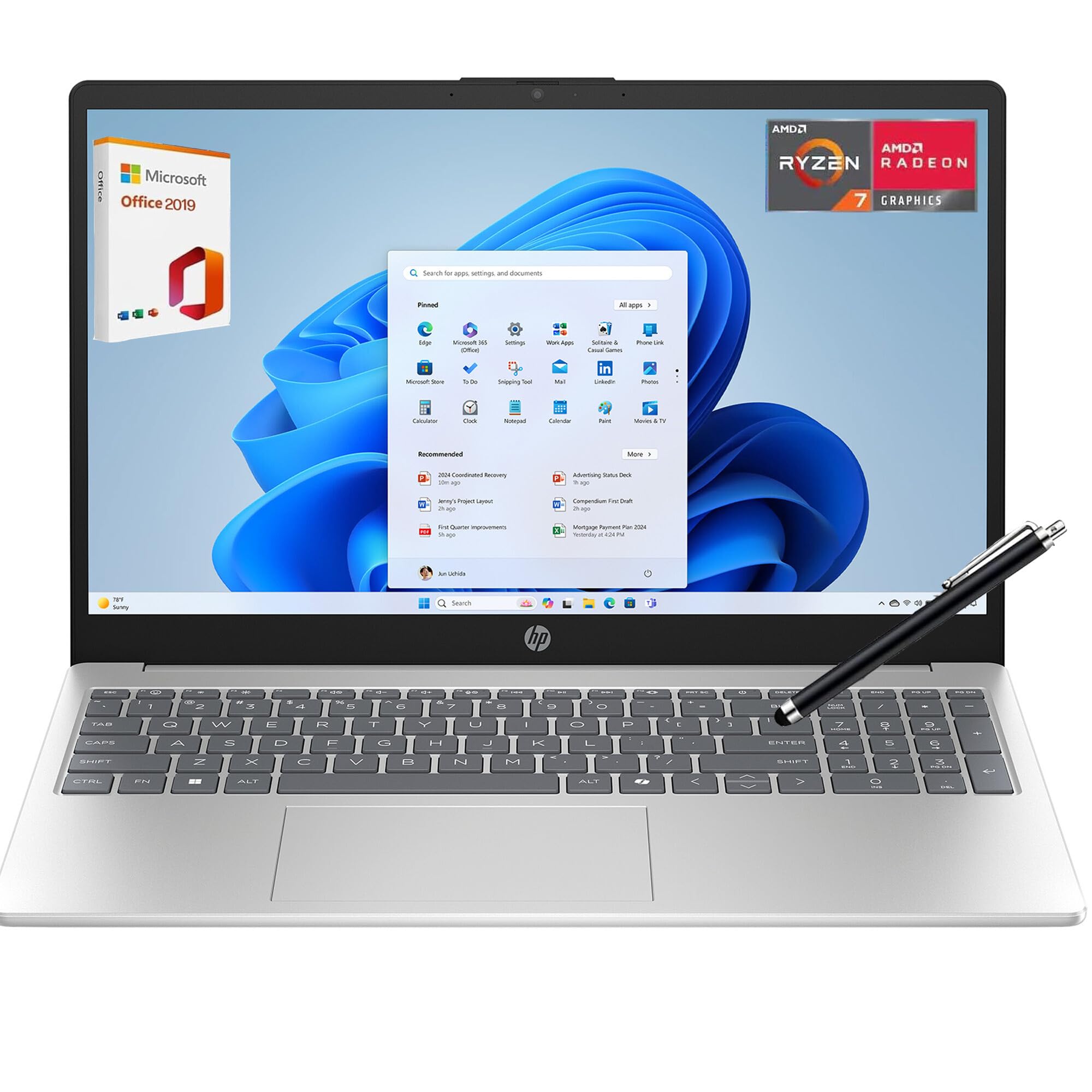 Amazon.com: HP Laptop con pantalla táctil FHD de 15.6 pulgadas