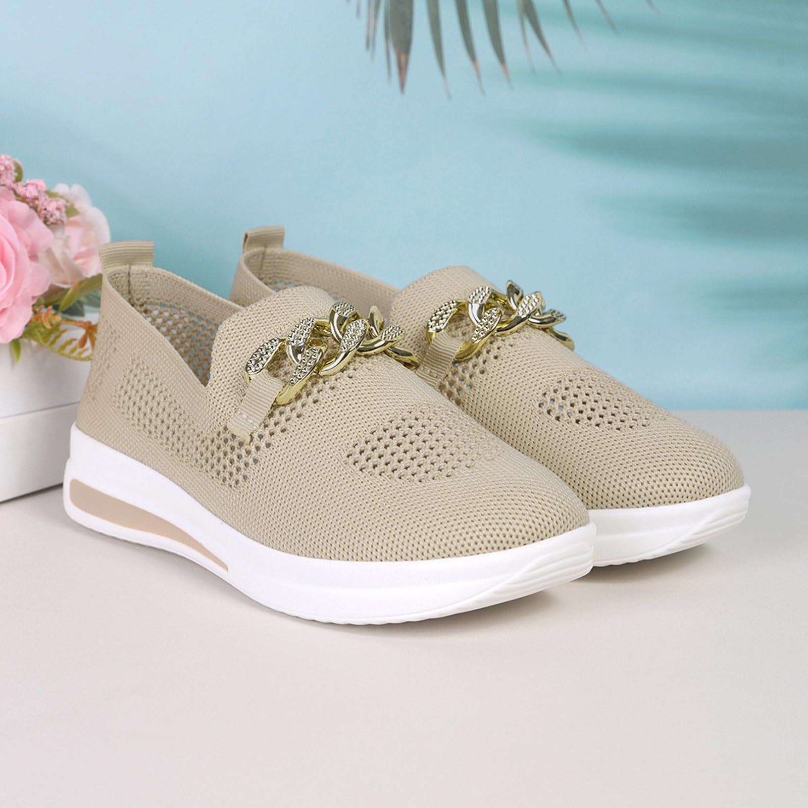 Genérico Zapatos Casuales Mujer Punta Redonda Senderismo Cómodos Transpirables Trabajo Compras Jardinería