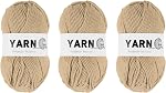 3 pièces de fil acrylique rose 400 verges 4 plis doux, fil de poids sport, [pour le crochet et le tricot DIY, couvertures, chapeaux] - 150g
