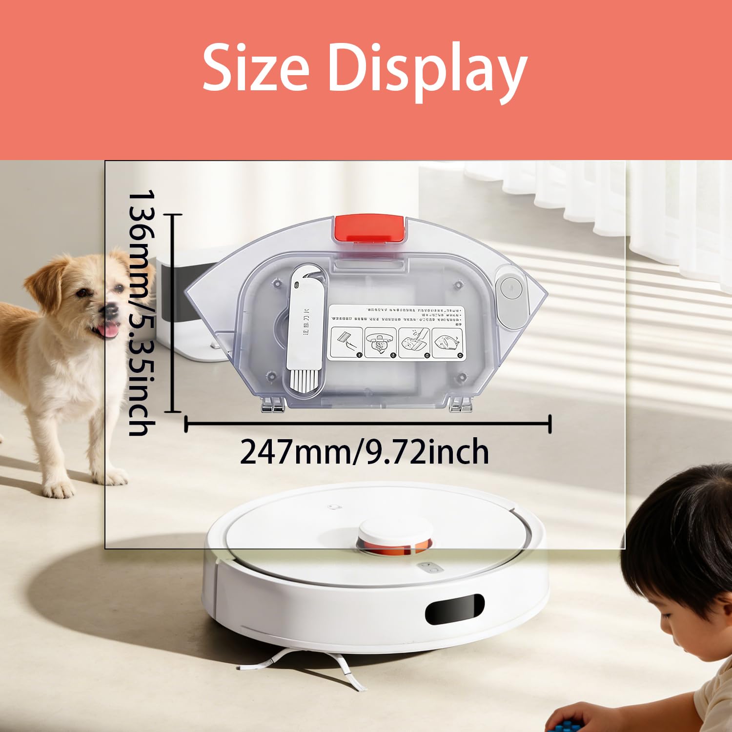 Robot aspirapolvere 2 in 1 serbatoio dell'acqua scatola della polvere, compatibile con Xiaomi E10 B112 E12 3c Plus S20 D106 3C Robot Aspirapolvere Kit Accessori, parti di ricambio