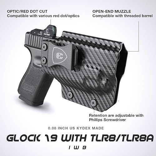 Miniatura 3 de WARRIORLAND IWB - Funda Kydex de Corte Óptico Compatible con Glock 17 19 19X 44 45 Gen 3-5 y G23 32 Gen 3-4 TLR-8TLR-8A, Porta Interior en la