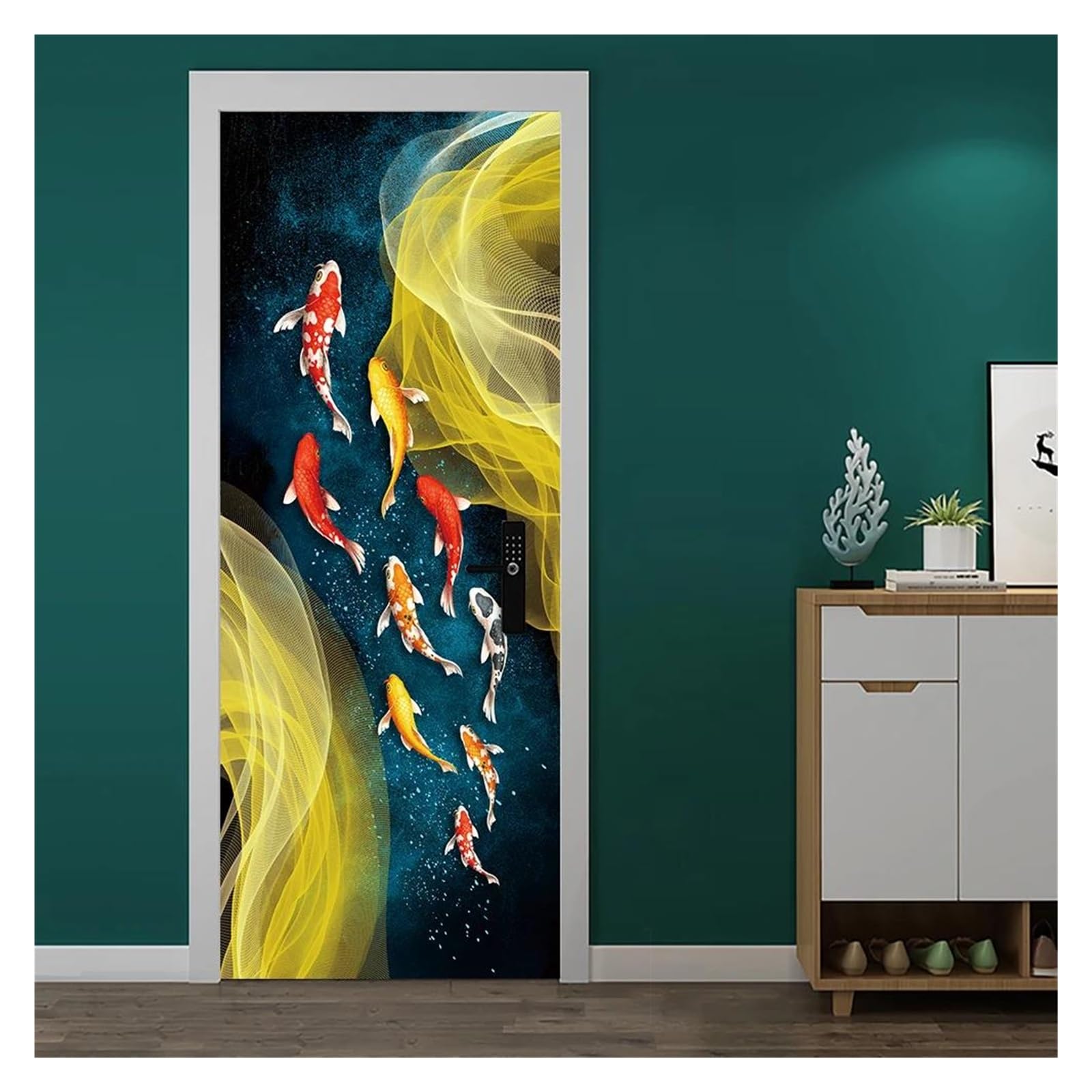 Art mural de cuisine et stickers muraux de porte, décoration maison en papier peint 77x200cm