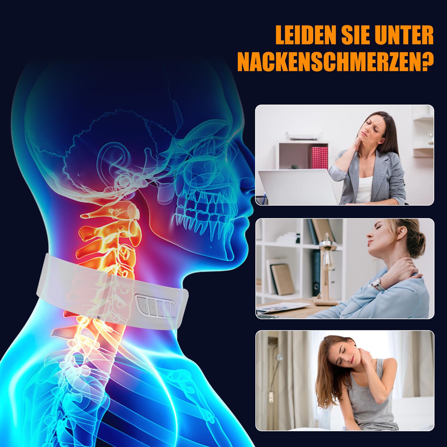 Aohcae Neurotex Nackenmassagegerät, Nurotex 11-In-1 Nackenlösung mit 6 Elektrotherapie-Köpfen, 6 Modi 9 Intensitätsstufen Tragbares Elektrisches Nackenmassagegerät für Zuhause Büro Reise