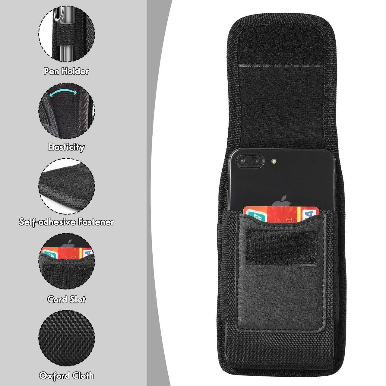 RECTITUDE Universal All Smart Mobile Holster for Men Belt Clip Pouch, for Samsung Galaxy, iPhone, Pro Max and More, 6.8" Nylon Cell Phone Belt Clip Holster Carrying Pouch Mobile Card Holder Case 1