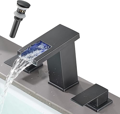 Grifo de lavabo de baño, grifo de baño de 3 agujeros, cascada, grifo de cascada, grifo de cascada, grifos de tocador de baño para fregaderos, 3