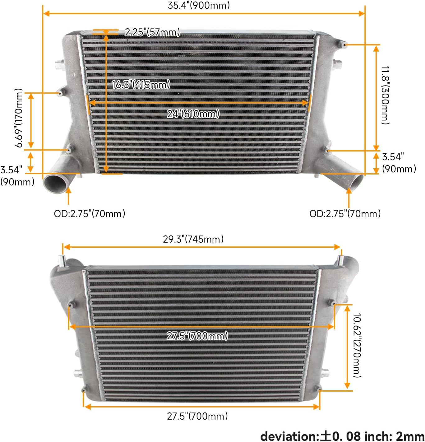 Aluminum Front Mount Intercooler for VW Golf Gti 06-10 2.0T Turbo Mk5 (Version2)