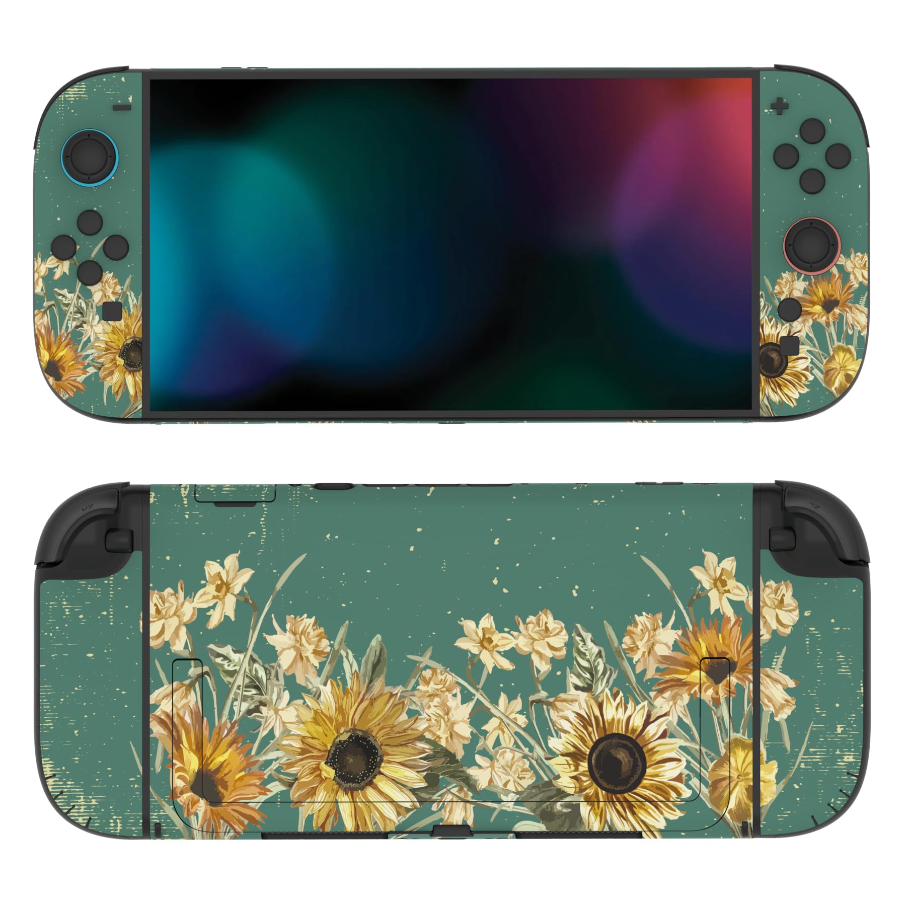 PlayVital for Nintendo Switch 2 Skin Full Set (2-Pack) - Protective Vinyl Decal Stickers for Switch 2 Console, Controllers, Handle Grips & Dock | No Residue, Anti-Scratch - Sunflowers - 5