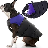 Vista 23 de Chaleco acolchado Gooby para perro - Negro sólido, talla M - Chaleco polar cálido con cremallera y doble anillo en D para correa, resistente al