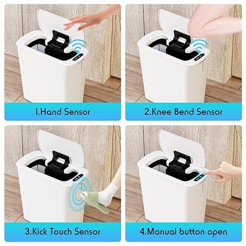 Miniatura 2 de Procade Paquete de 2 cubos de basura automáticos con sensor de movimiento con tapa, cubo de basura inteligente sin contacto de 2.6 galones, cubo de