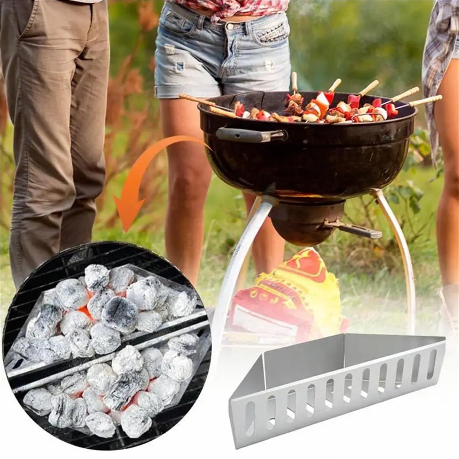 Soporte de Cesta carbón Acero Inoxidable for Asar, cestas briquetas Carbono contorneadas, Accesorios Barbacoa Calor equilibrado for Exteriores, 2 uds para Cocina(Thick 6mm)
