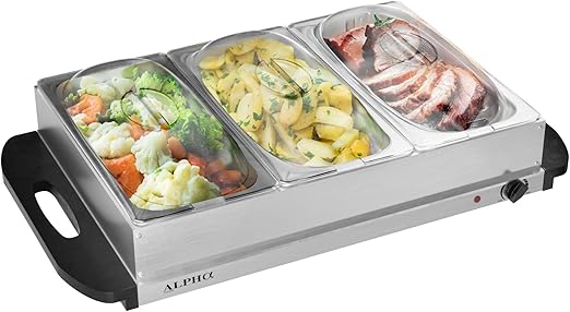 3x2.5 QT Food Warmers for Parties Buffet Servers and Warmers – Premium Catering Supplies Buffet Display – Stainless Steel Electric Food Warmers with Temperature Control