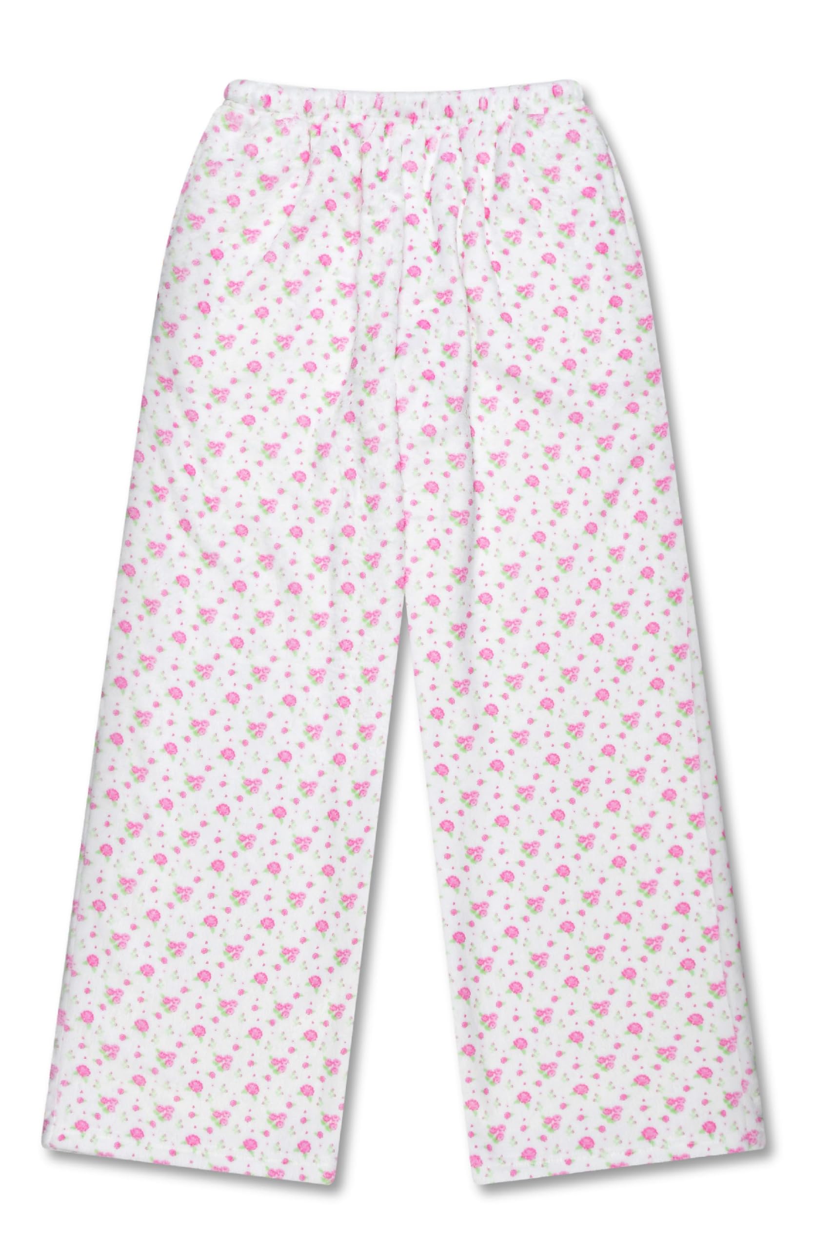 iscream Big Girls Silky Soft Pretty Print Plush Fleece Pants - Vintage Florals Collection