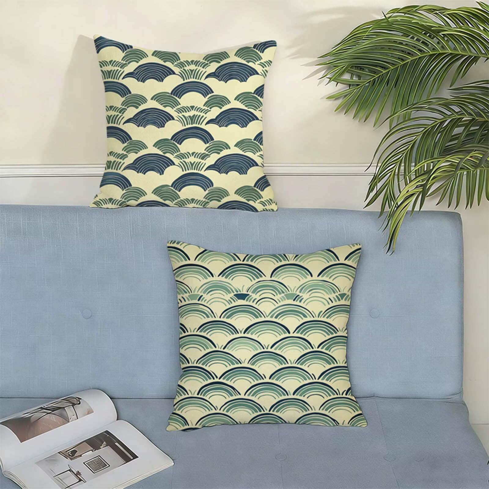 Beige Federe Cuscini Divano 80x80 Semplice Set di 2,Copricuscino Impermeabile Federe Lino Cerniera Invisibile Stampa Fronte-Retro,Comfort Traspiranti Copricuscini per Primavera Home Decoration X-60