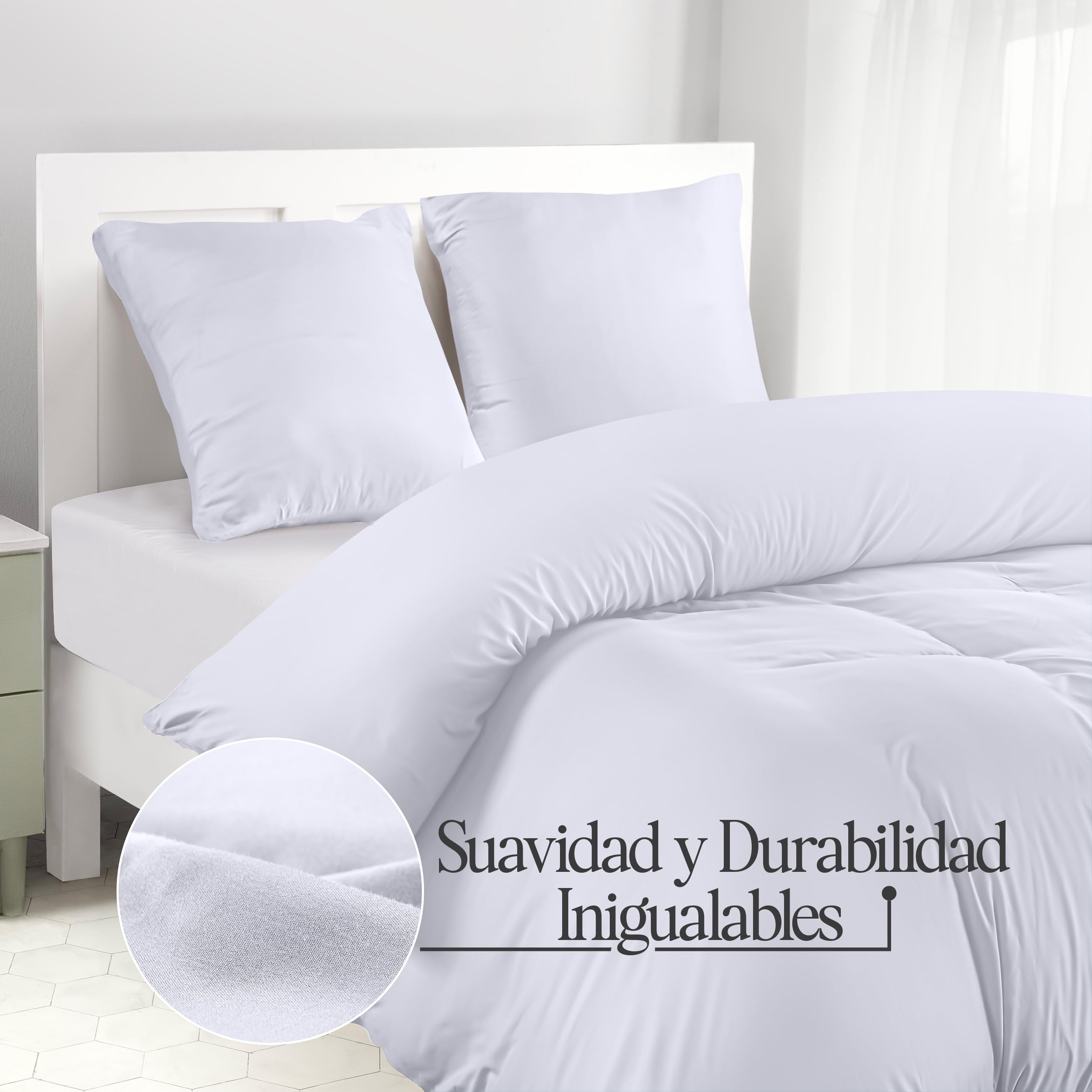 Utopia Bedding Funda Nordica Cama 180 - Microfibra Juego de Funda Nordica 240x260 cm y 2 Fundas de Almohada 65x65 cm (Blanco) — view 4