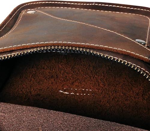 Miniatura 6 de Le'aokuu - Bolso de pierna para moto, de cuero genuino, para hombre, bolso tipo mensajero a la cintura), B9326