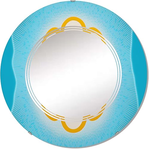Miniatura 1 de DesignQ Blossoming Golden Moon Ocean- Vanity Mirror, Bathroom Mirrors, Wall Mirrors for Living Room, Bedroom - Round Mirror - Large 24'x24', 32'x32'
