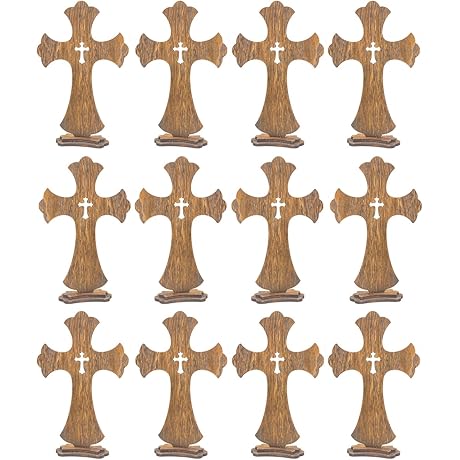 12 Pack Brown Wood Crosses for Centerpieces