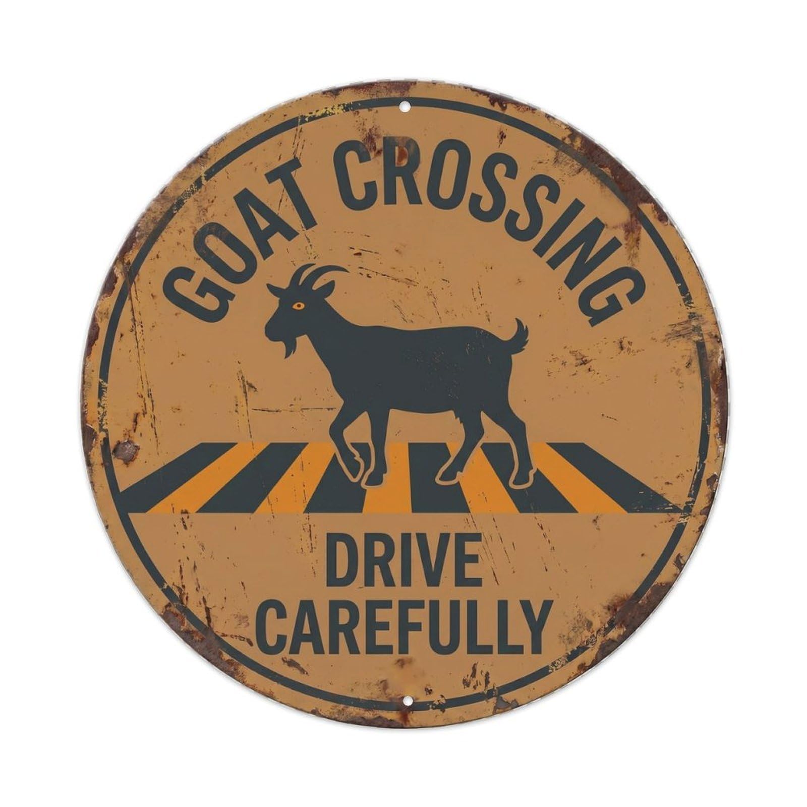 Metal Tin Sign Goat Crossing Drive Carefully
