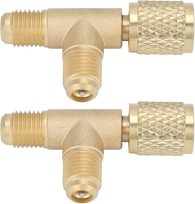Sorandy 2PCS Tee Adaptador de Acople Rápido 1/4 SAE Latón para R22 R12 R134 miniatura 3