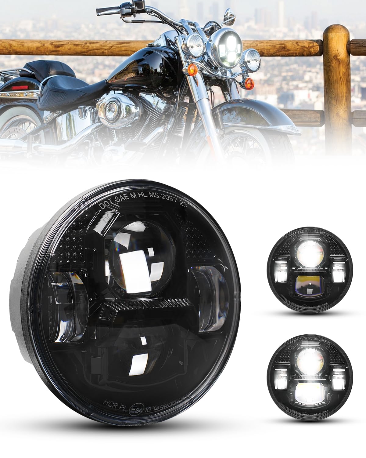 SUPAREE 5.75 Zoll Led Motorrad Scheinwerfer E-geprüft Motorrad Scheinwerfer | Motorrad Frontscheinwerfer 6000K Weiß mit Hi/Lo Abblendlich Passend für XL883N XL1200X FXDB
