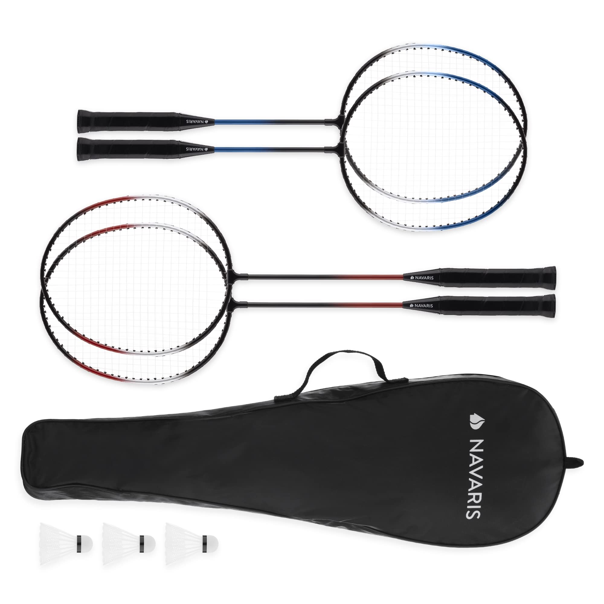 Set de Bádminton Familiar - 4 Raquetas de Bádminton, 3 Pelotas y 1 Bolso Deportivo, Bádminton Set Ideal para Toda la Familia