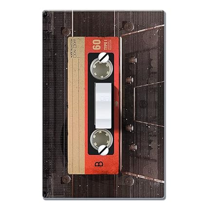 Single Gang Toggle Light Switch Plate / Wall Plate Cover - Red Vintage Cassette Tape