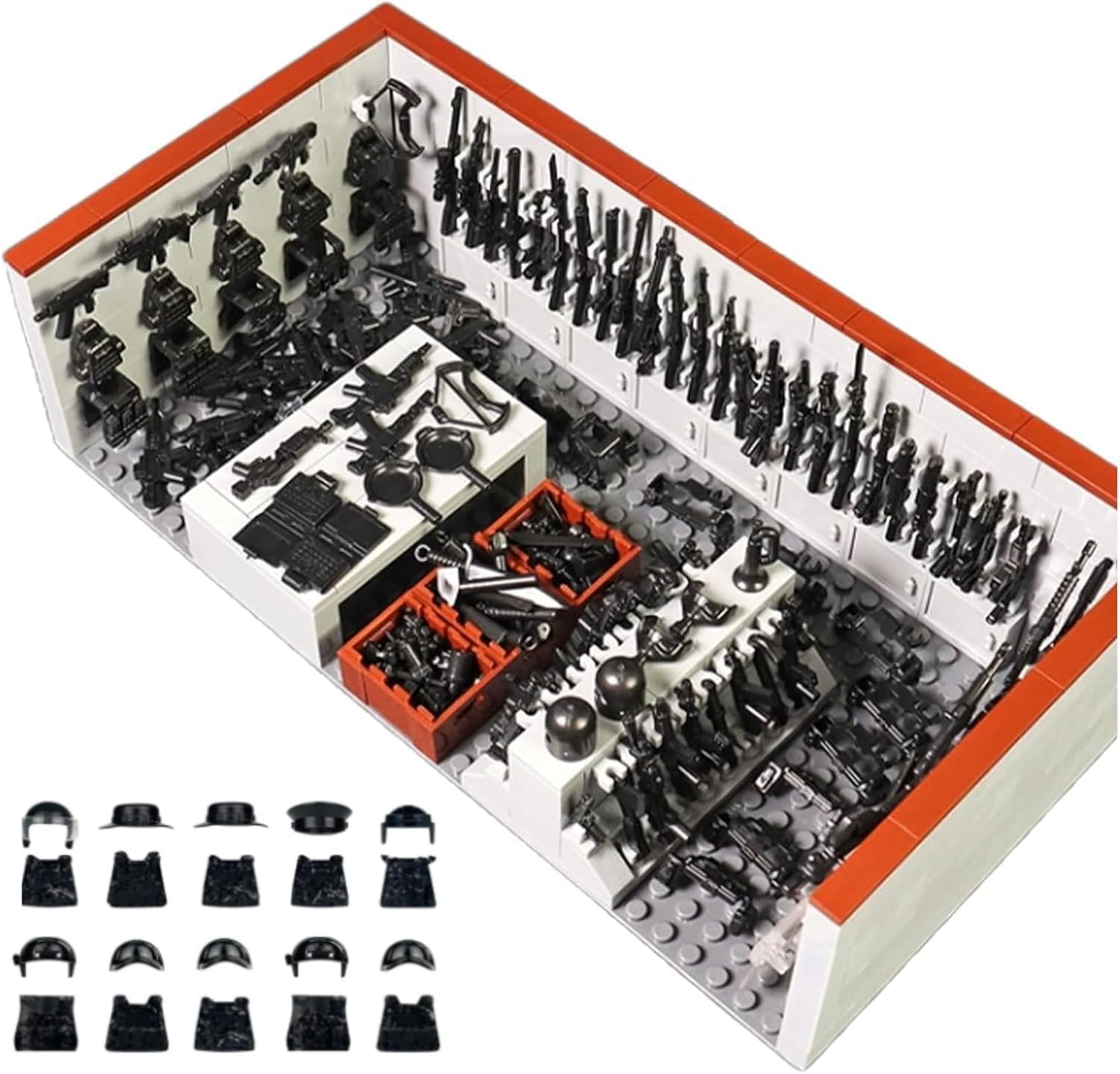 WW2 Military Base Building Blocks Set – 520 PCS Army Weapons Pack with SWAT Gear, Miniguns, Custom Guns, and 10 Soldier Figures – Kids Army Playset Compatible with Major Brands