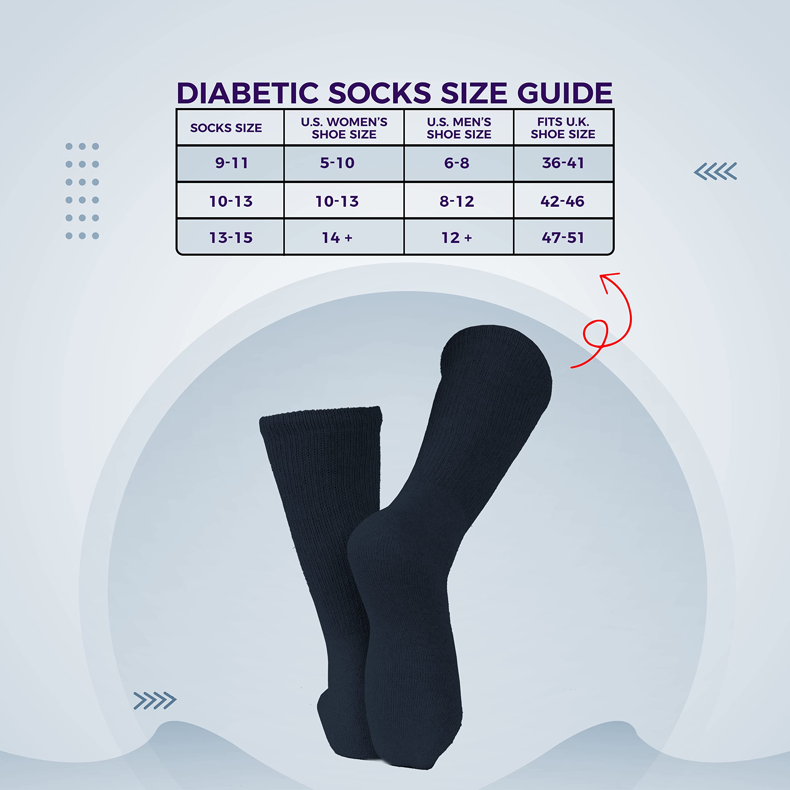 Diamond Star Calcetines para diabéticos, cojín circulatorio no vinculante, calcetines de algodón para diabéticos para hombres y mujeres